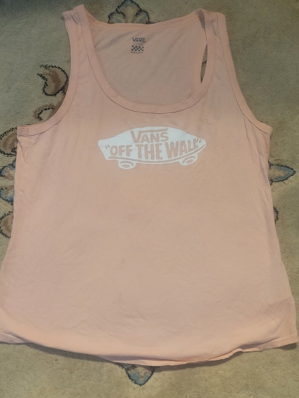 Vans Light Pink Scoop Neck 'Off The Wall' Logo Tank
